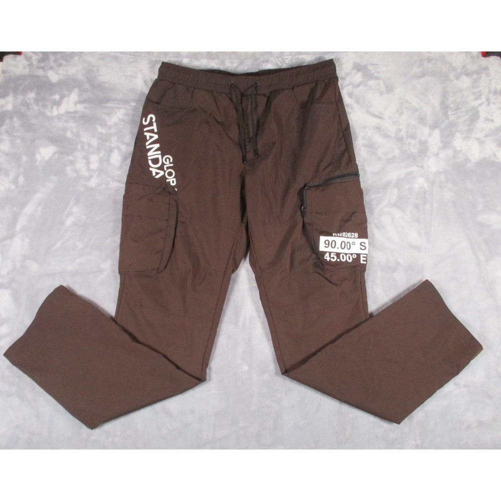 Southpole Brown Nylon Cargo Joggers Mens L  Elastic Waistband Drawstring Y2K